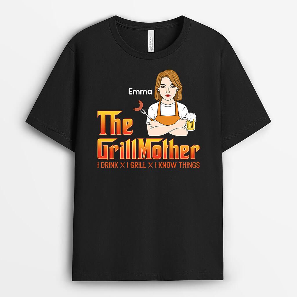 1884AUK2 personalised the best grillmother grillfather t shirt