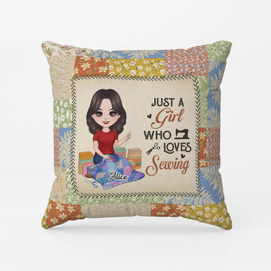 1895PUK1 personalised a woman who loves sewing pillow