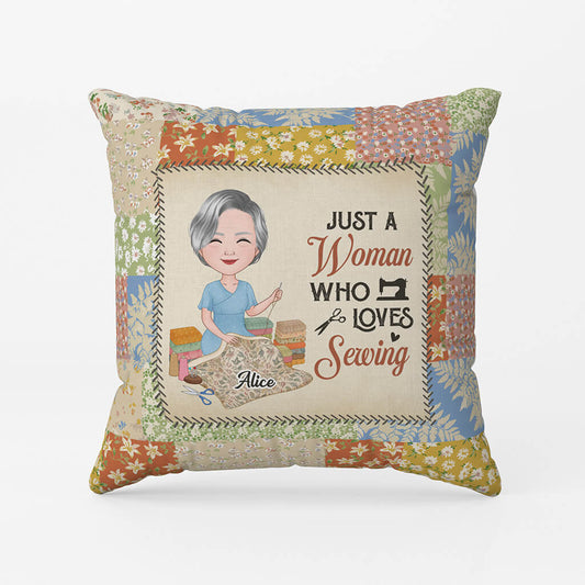 1895PUK2 personalised a woman who loves sewing pillow