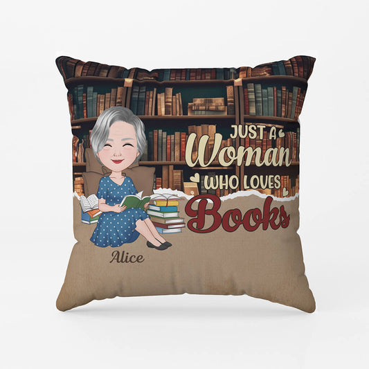 1897PUK2 personalised a woman who loves books pillow