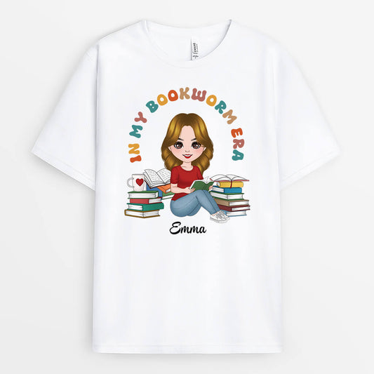 1898AUK1 personalised best in my bookworm era t shirt