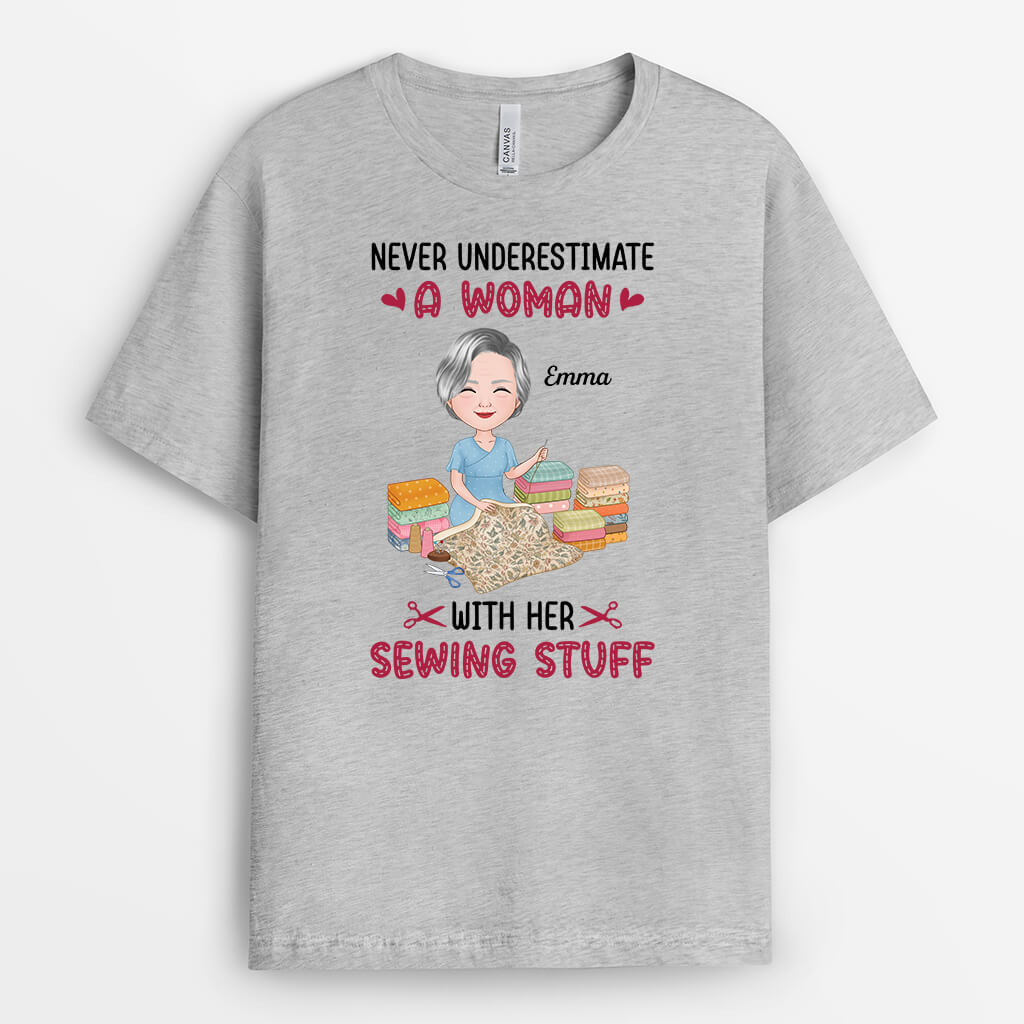 1904AUK2 personalised never underestimate a woman t shirt