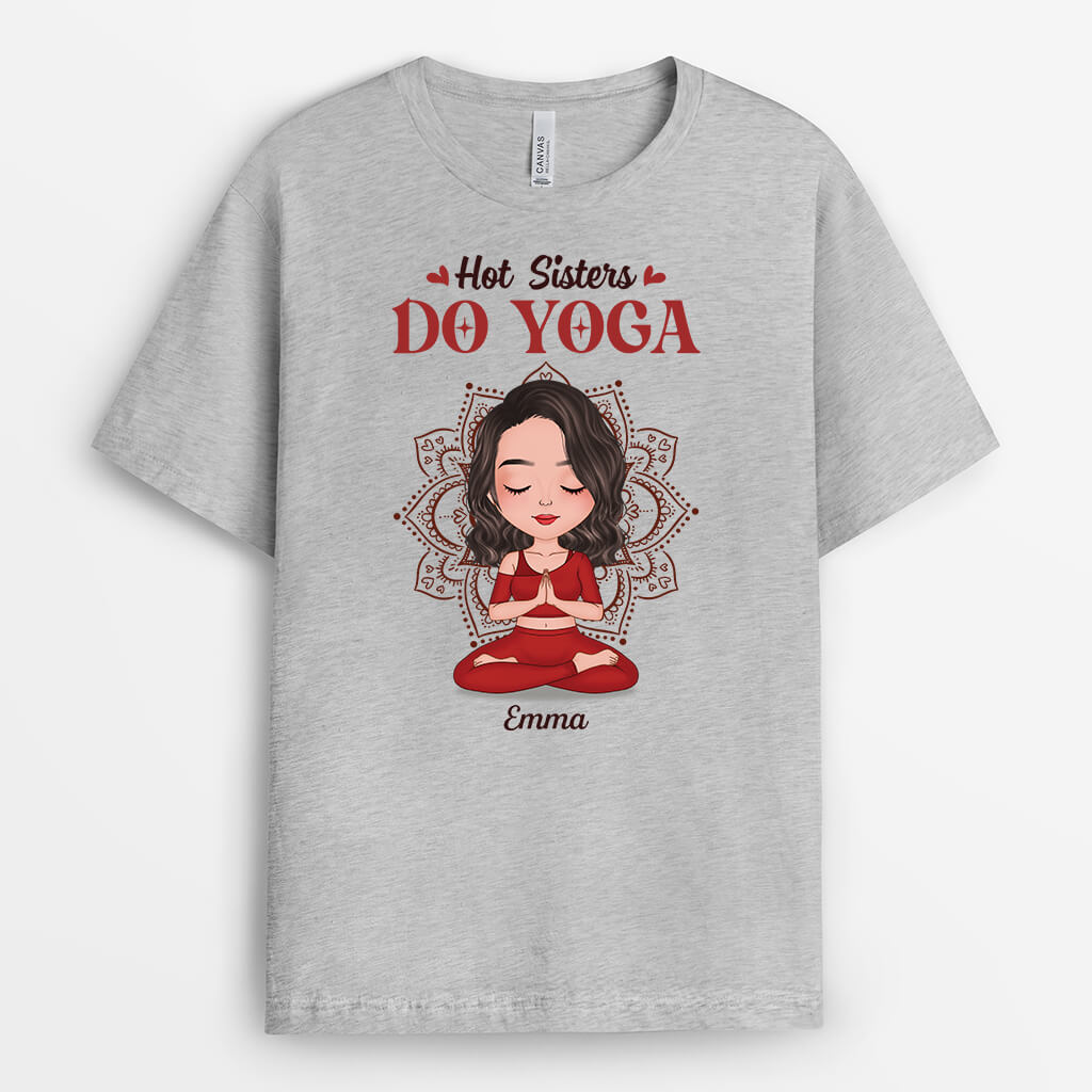 1908AUK2 personalised all hot mums do yoga t shirt