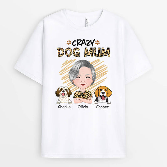 1921AUK1 personalised crazy dog mummy t shirt