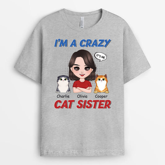 1924AUK2 personalised im a crazy cat mummy t shirt