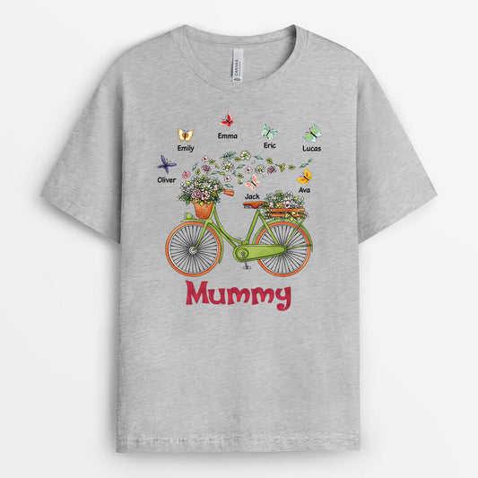 1933AUK2 personalised mum grandma with flowers and butterflies t shirt