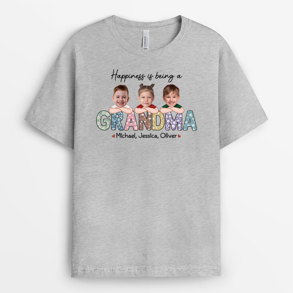 1945AUK2 personalised happiness is being a mummy grandma t shirt