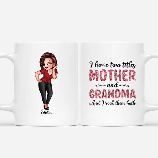 1947MUK1 personalised i have two titles mummy and grandma mug