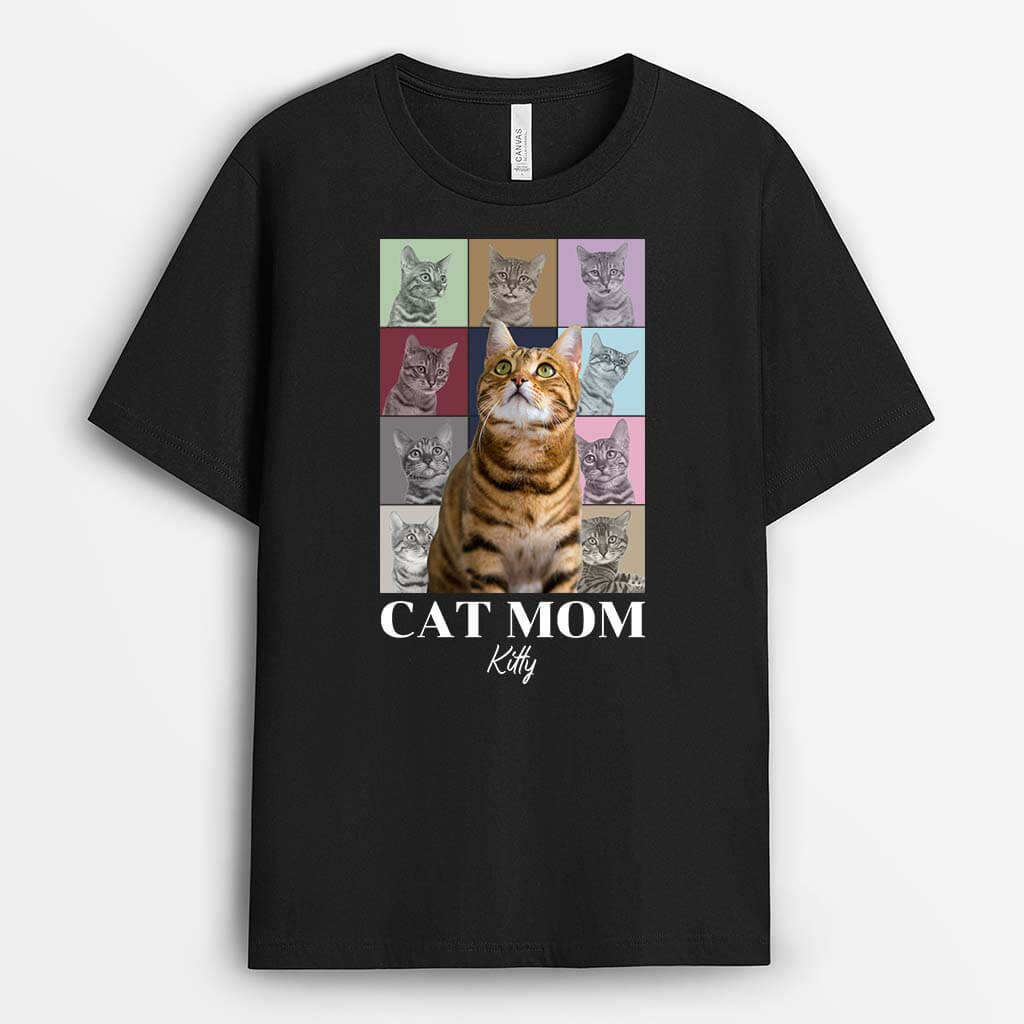 1948AUK1 personalised best cat mum cat dad photo version t shirt