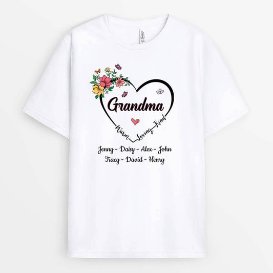 1954AUK2 personalised grandma with heart t shirt