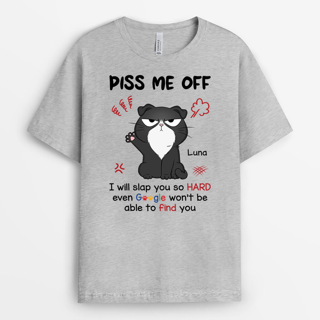 1955AUK2 personalised piss me off cat t shirt