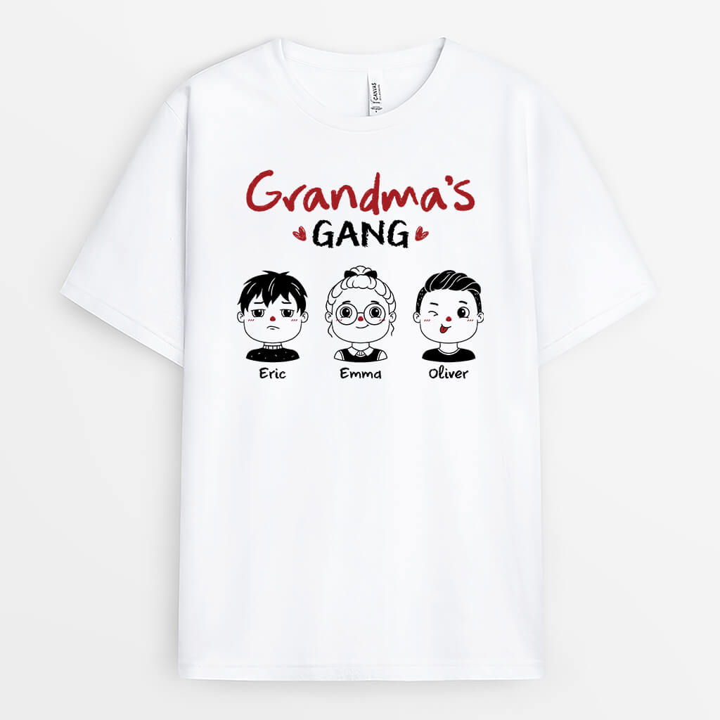 1957AUK1 personalised grandmother mums gang t shirt