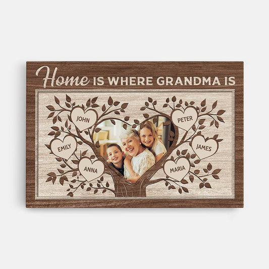 1963CUK1 personalised home is where grandmother is canvas