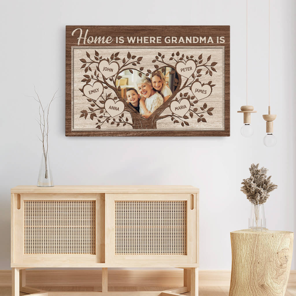 1963CUK3 personalised home is where grandmother is canvas