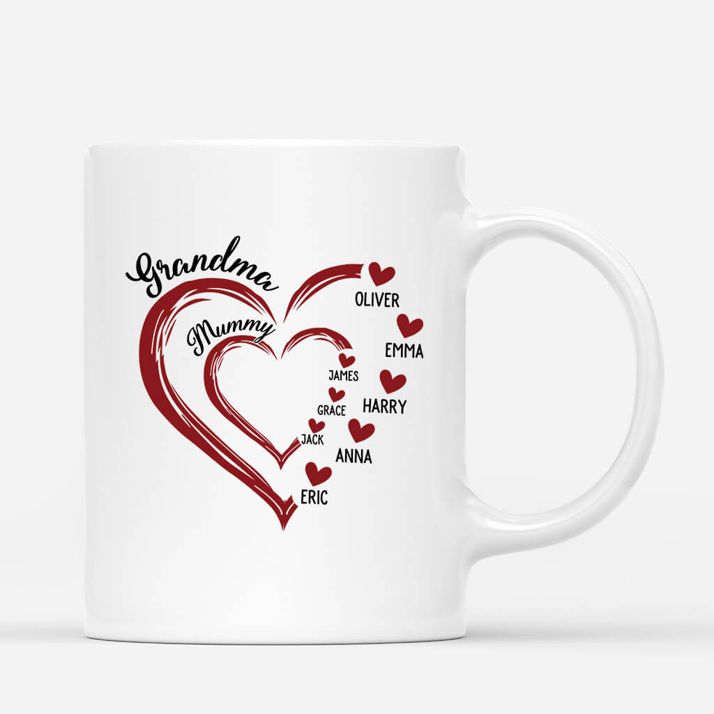 1969MUK1 personalised mum and grandma in heart shape mug_6cc1c62b e366 40e4 bd16 a11ed1adc14d