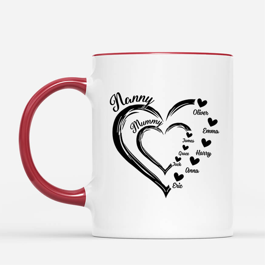 1969MUK2 personalised mum and grandma in heart shape mug