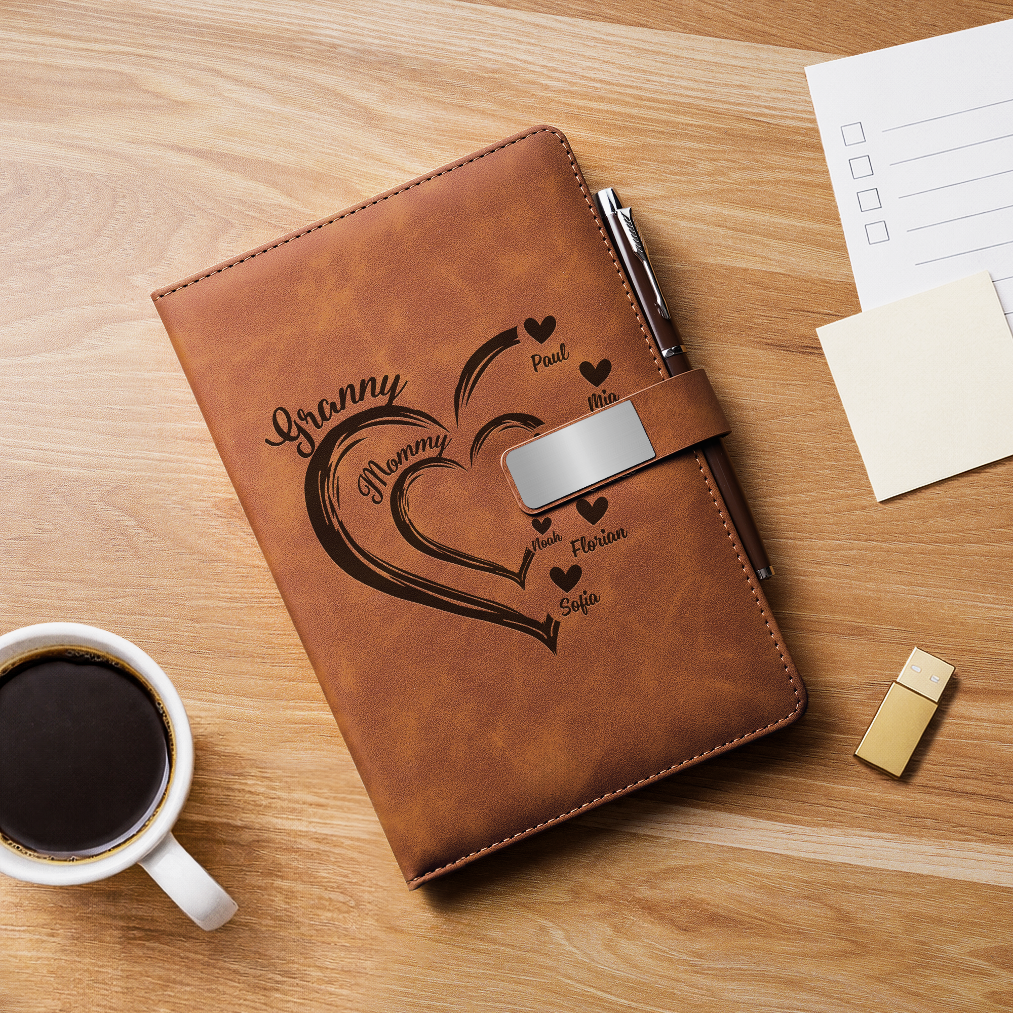 1969MUS2 engraved leather notebook and pen set custom gifts for grandma 1969mo8t7a