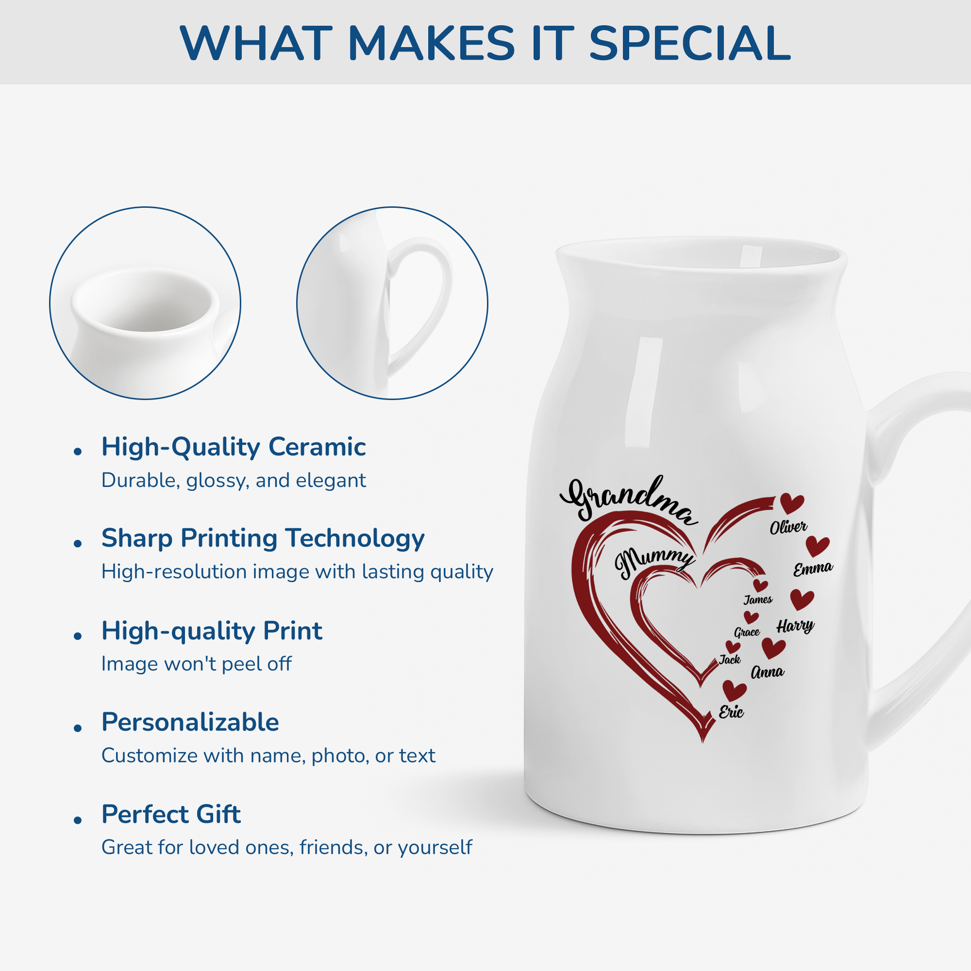 1969OUS4 personalized flower vases grandma gifts with grandkids names 1969OKN7A