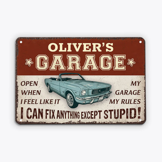 1998EUK2 personalised my garage my own rules metal sign