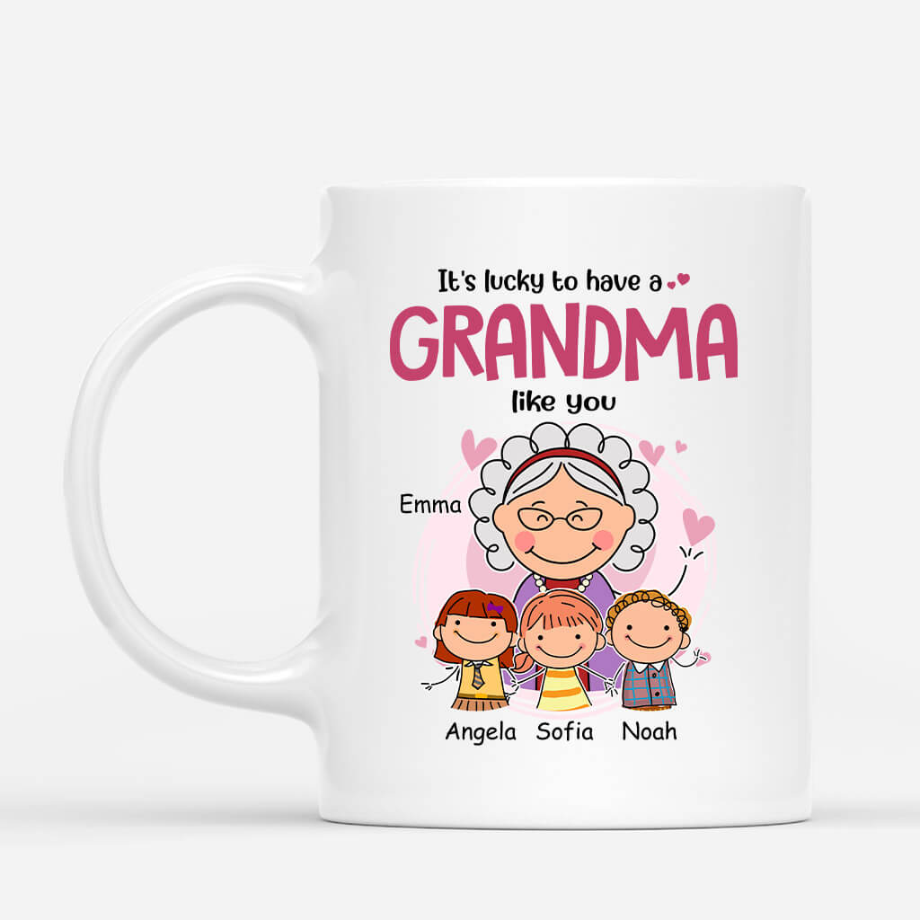 2001MUK1 personalised its lucky to have a grandmother like you mug