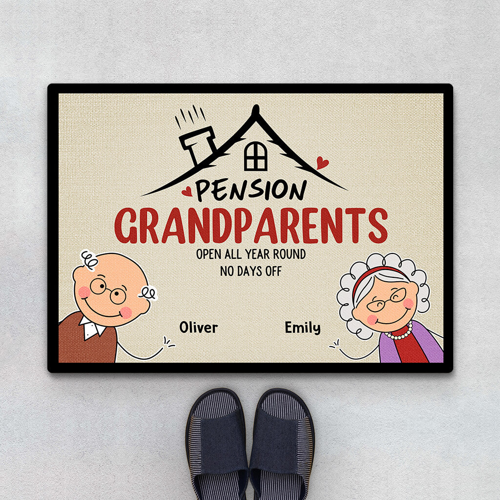 2002DUK1 personalised pension grandmother and grandpa door mat