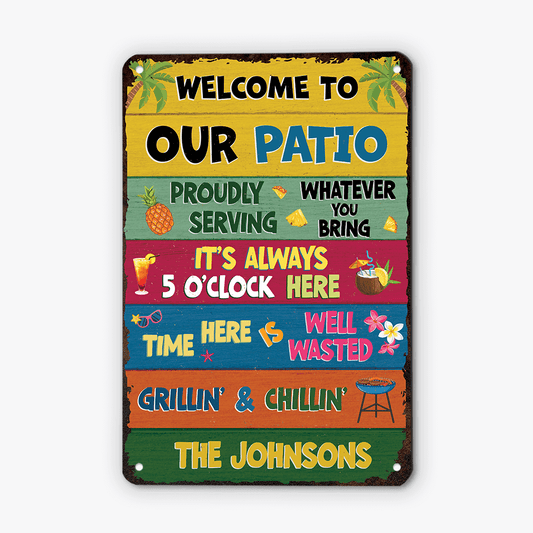 2004EUK1 personalized welcome to the patio metal sign