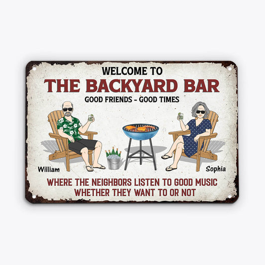 2005EUK1 personalized welcome to our patio bar metal sign