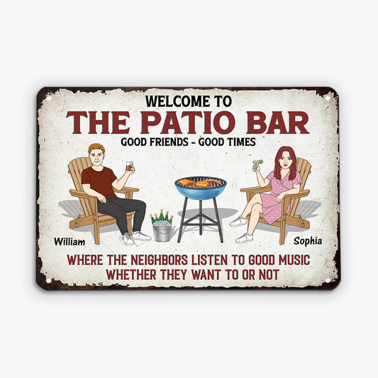 2005EUK2 personalized welcome to our patio bar metal sign