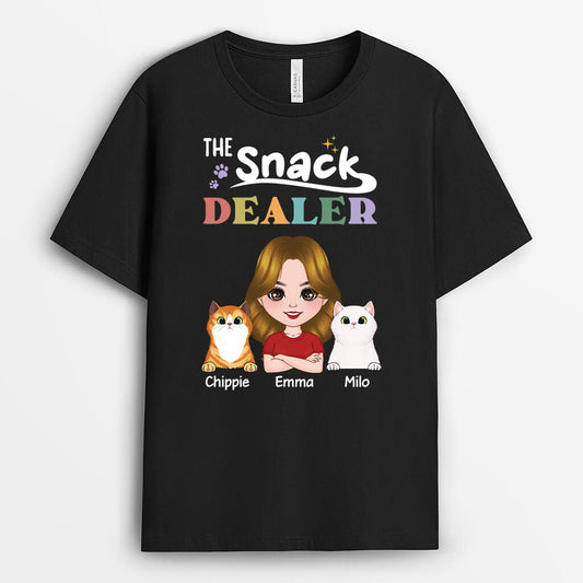 2010AUK1 personalised cats  the snack dealer t shirt