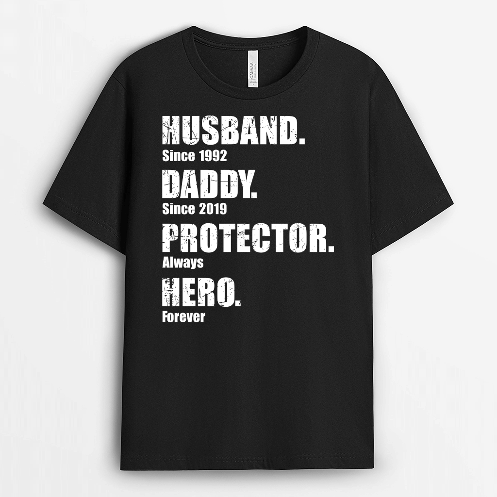 2011AUK1 personalised husband daddy protector hero since t shirt