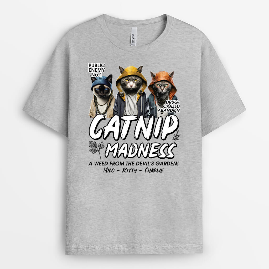 2013AUK1 personalised catnip madness for cat lovers t shirt