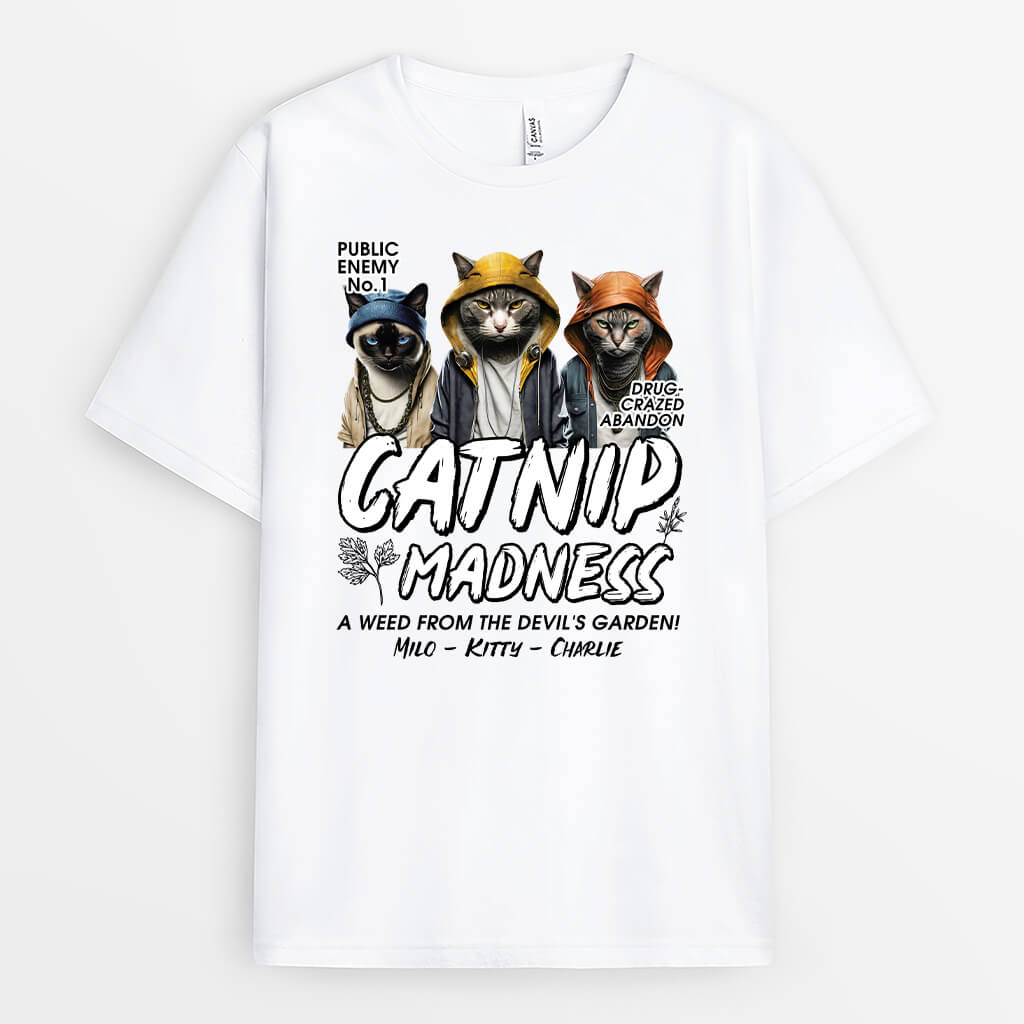 2013AUK1 personalised catnip madness for cat lovers t shirt_2