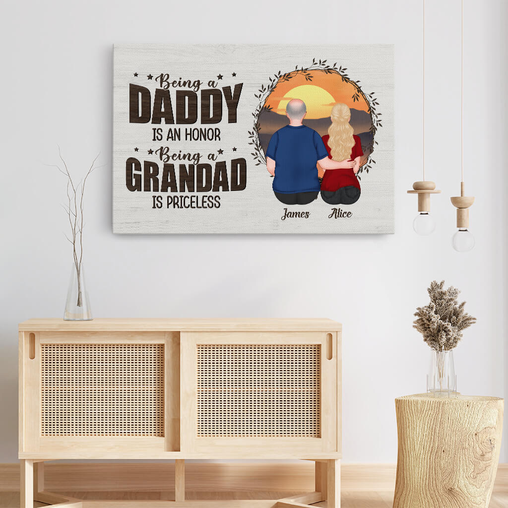 2028CUK3 personalised being a daddy is an honor being a grandpa is priceless canvas