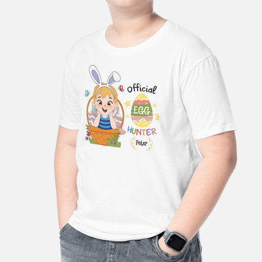 2033AUK2 personalised official egg hunters kid t shirt