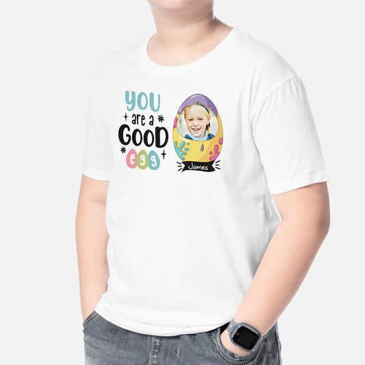 2036AUK2 personalised you are a good egg easter kid t shirt