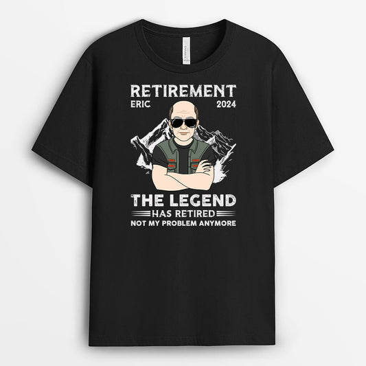 2038AUK1 personalised retirement  the legend has retired from company t shirt