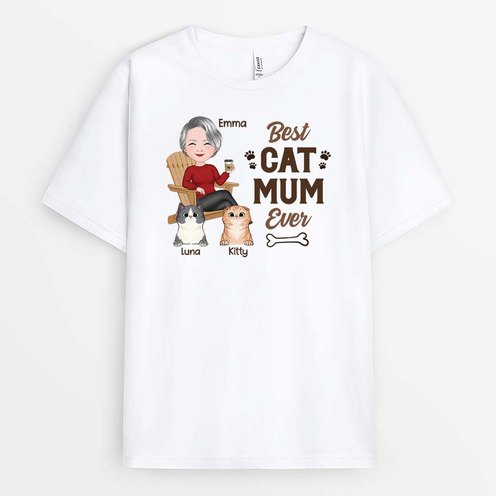 2050AUK1 personalised best cat mummy daddy ever t shirt