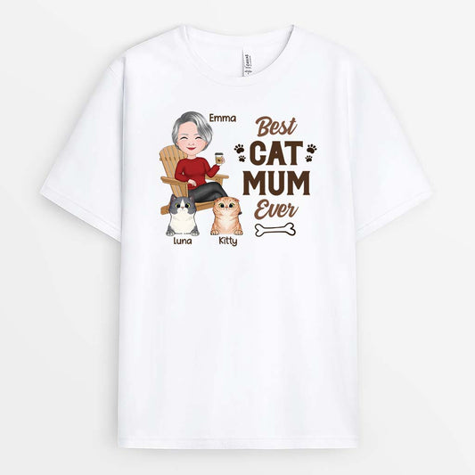 2050AUK1 personalised best cat mummy daddy ever t shirt