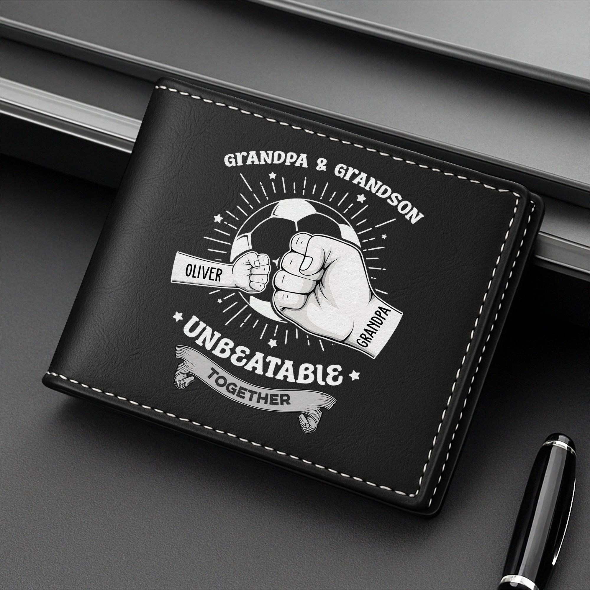 2057JUS2 personalized soccer dad son leather wallet 2057J5I7B