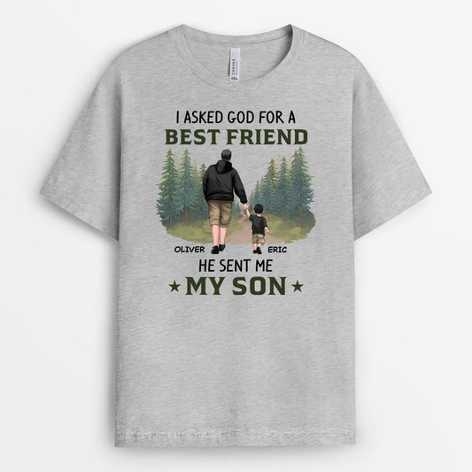 2066AUK1 personalised personalized i asked god for a best friend a princess and he sent me my son daughter t shirt_2