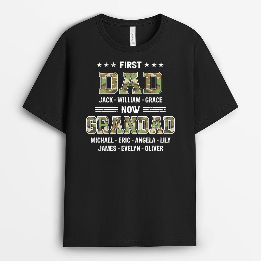 2088AUK1 personalised first daddy now papa t shirt