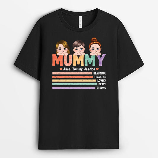 2097AUK1 personalised beautiful fearless and lovely mum t shirt