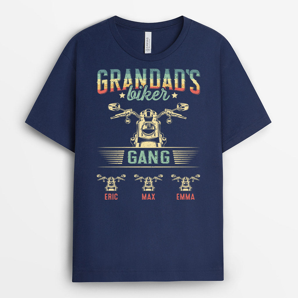 2099AUK2 personalised dad grandpas biker gang t shirt