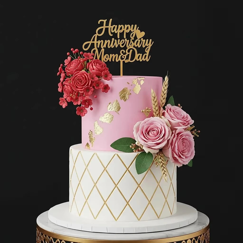 Floral Anniversary Cake as 20th Wedding Anniversary Cake Ideas