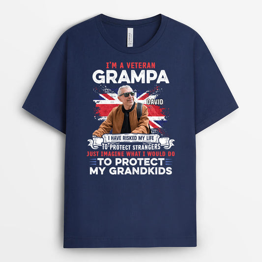 2114AUK2 personalised im a veteran grandad t shirt