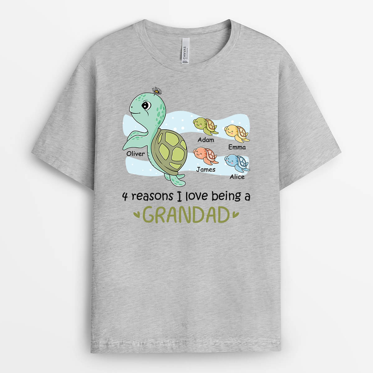 2129AUK1 personalised four reasons i love being a grandad t shirt