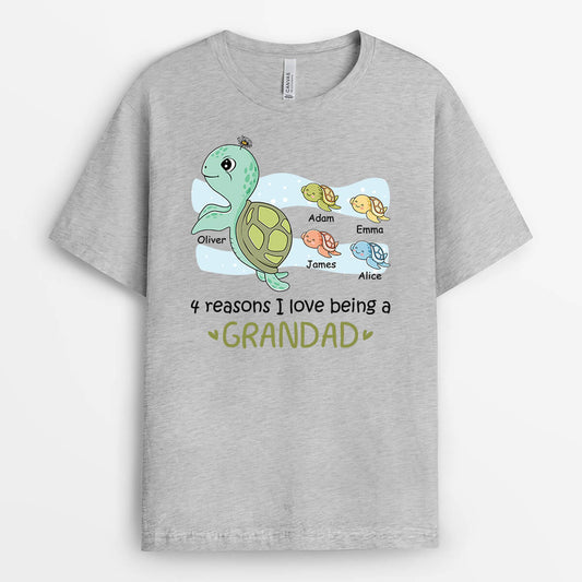 2129AUK1 personalised four reasons i love being a grandad t shirt