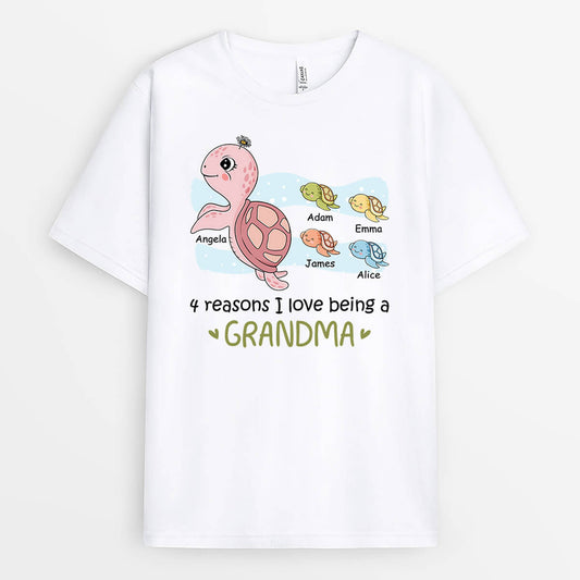 2129AUK2 personalised four reasons i love being a grandma t shirt