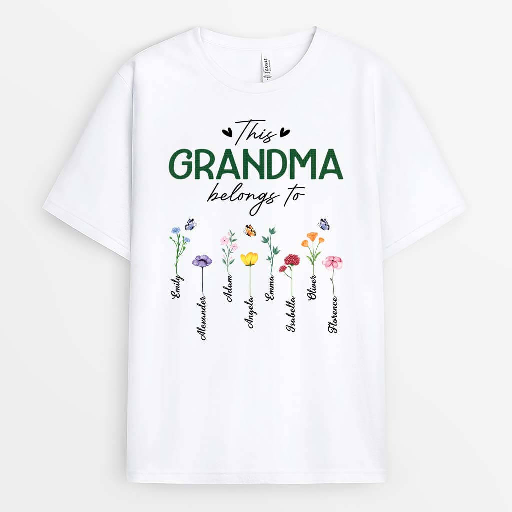 2132AUK1 personalised this best mummy grandma belongs to flowers t shirt