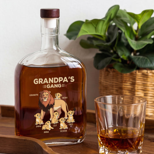 2137AUS2 lion daddy gang whiskey bottle custom gifts for dadgrandpa 2137ai6p5b